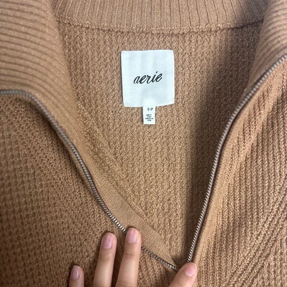 Aerie CozyUp Waffle Quarter Zip Sweater Women’s Small Oversized Fit NWOT - Picture 7 of 10